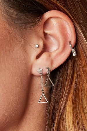 Earrings Triangular Space Silver Color Copper h5 Picture4